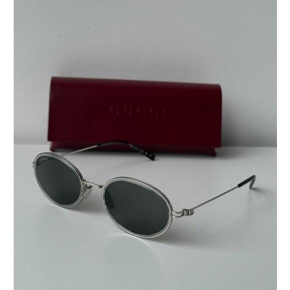 NEW Gucci GG1980S 003 Silver Oval Sunglasses $545 main image 5